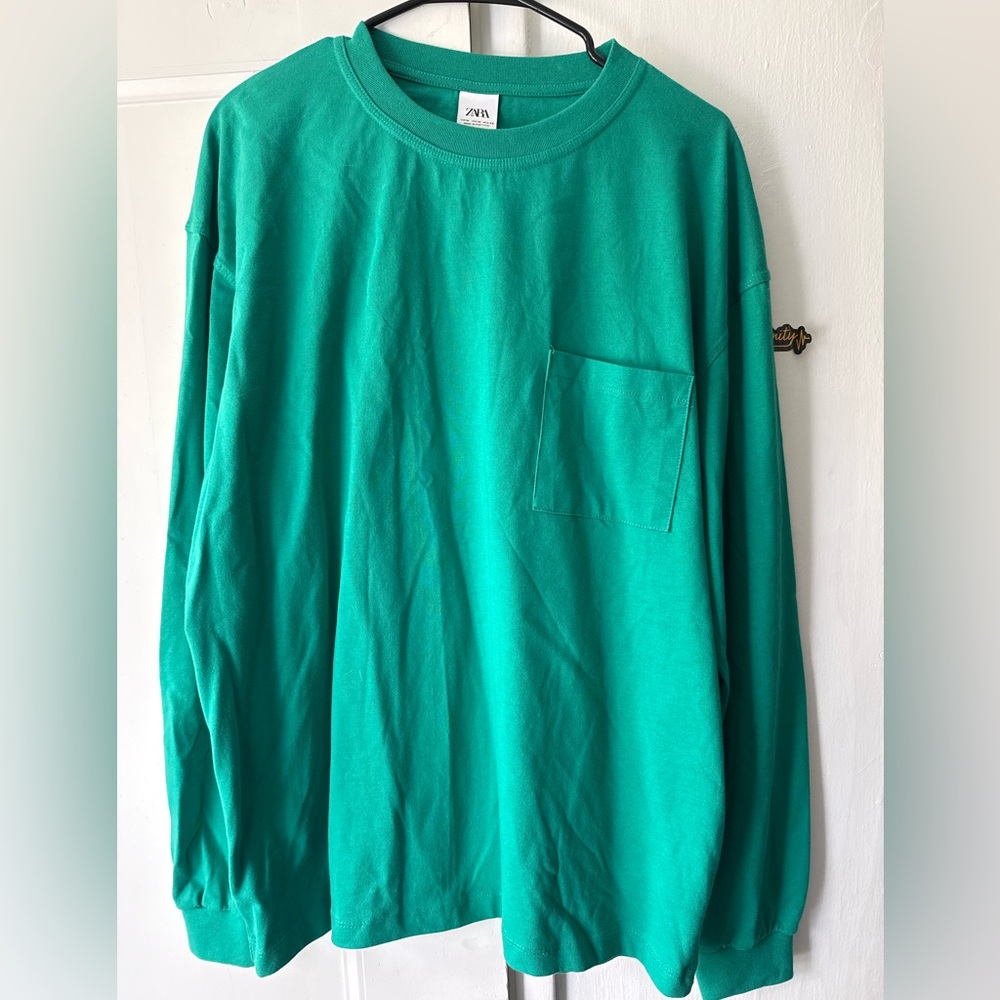 Zara Men's Teal Long Sleeve Tee